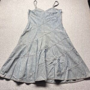 Vintage Lauren Ralph Lauren Denim Sundress Blue Cotton Tiered Midi Dress 12